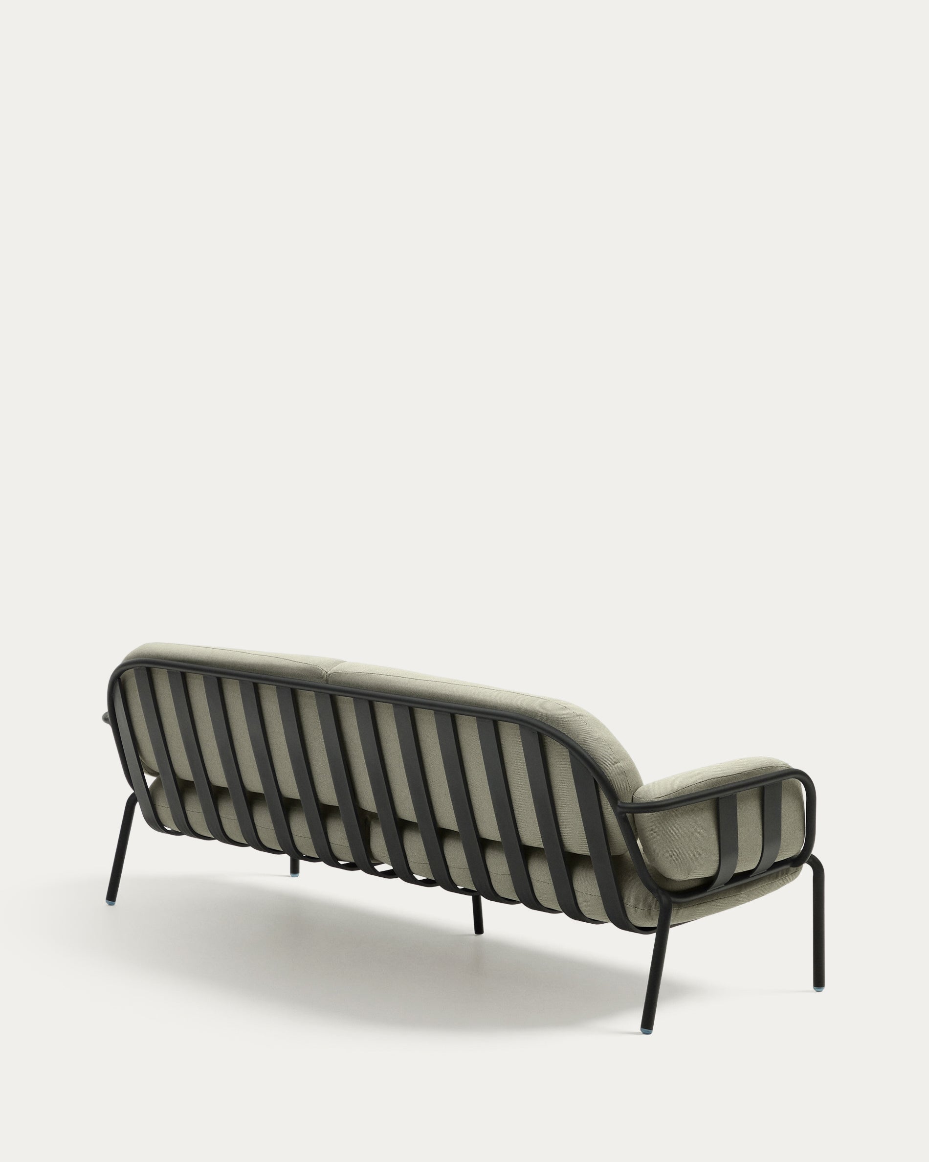 Stylisches 3-Sitzer-Outdoor-Sofa Joncols in Beige, gefertigt aus langlebigem Aluminium mit grauem Lack, ideal für Garten und Terrasse.