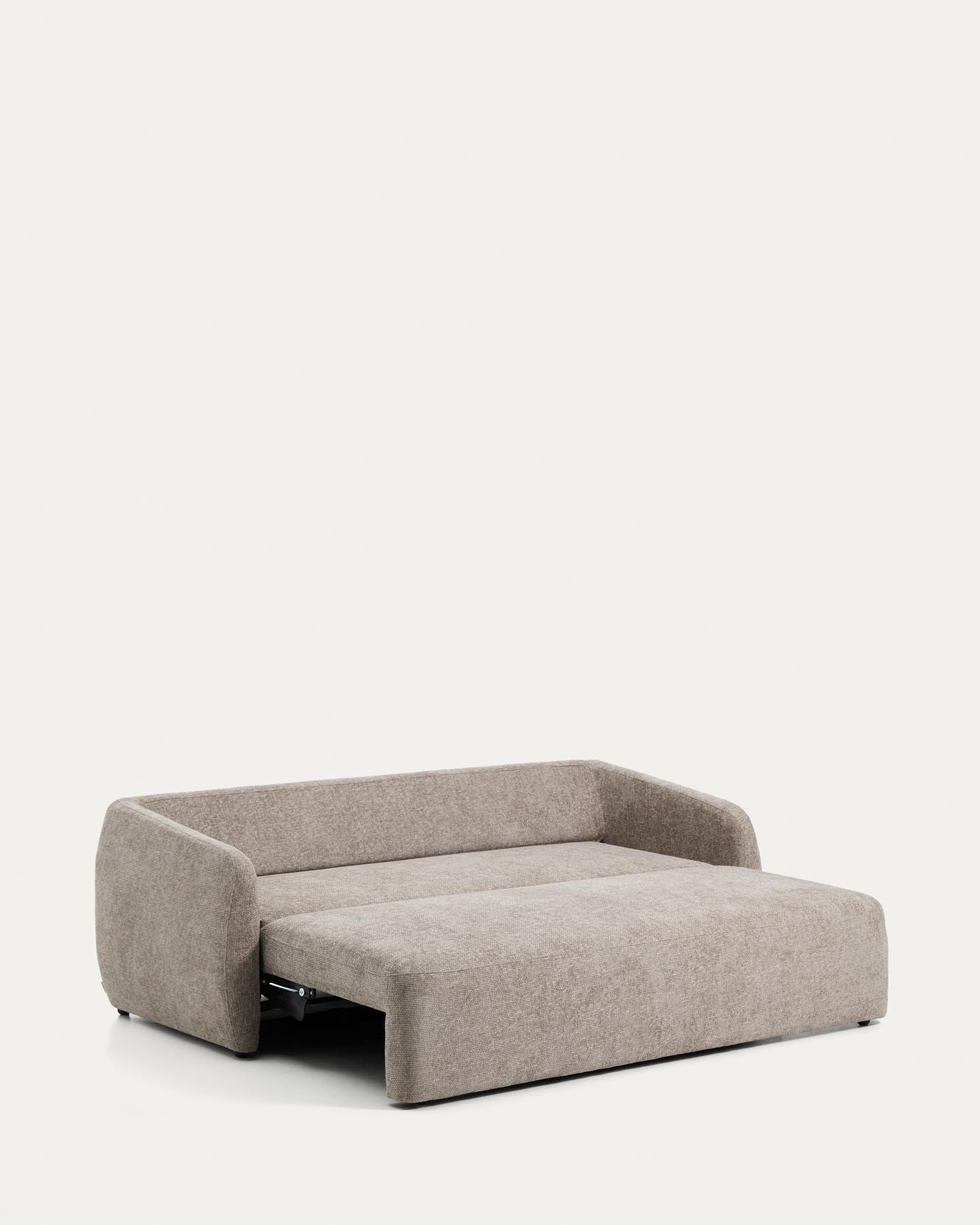 Modernes 3-Sitzer-Bettsofa Laira in sanftem Taupe, 218 cm, aus hochwertiger Chenille, perfekt für gemütliche Abende und Gästeübernachtungen.