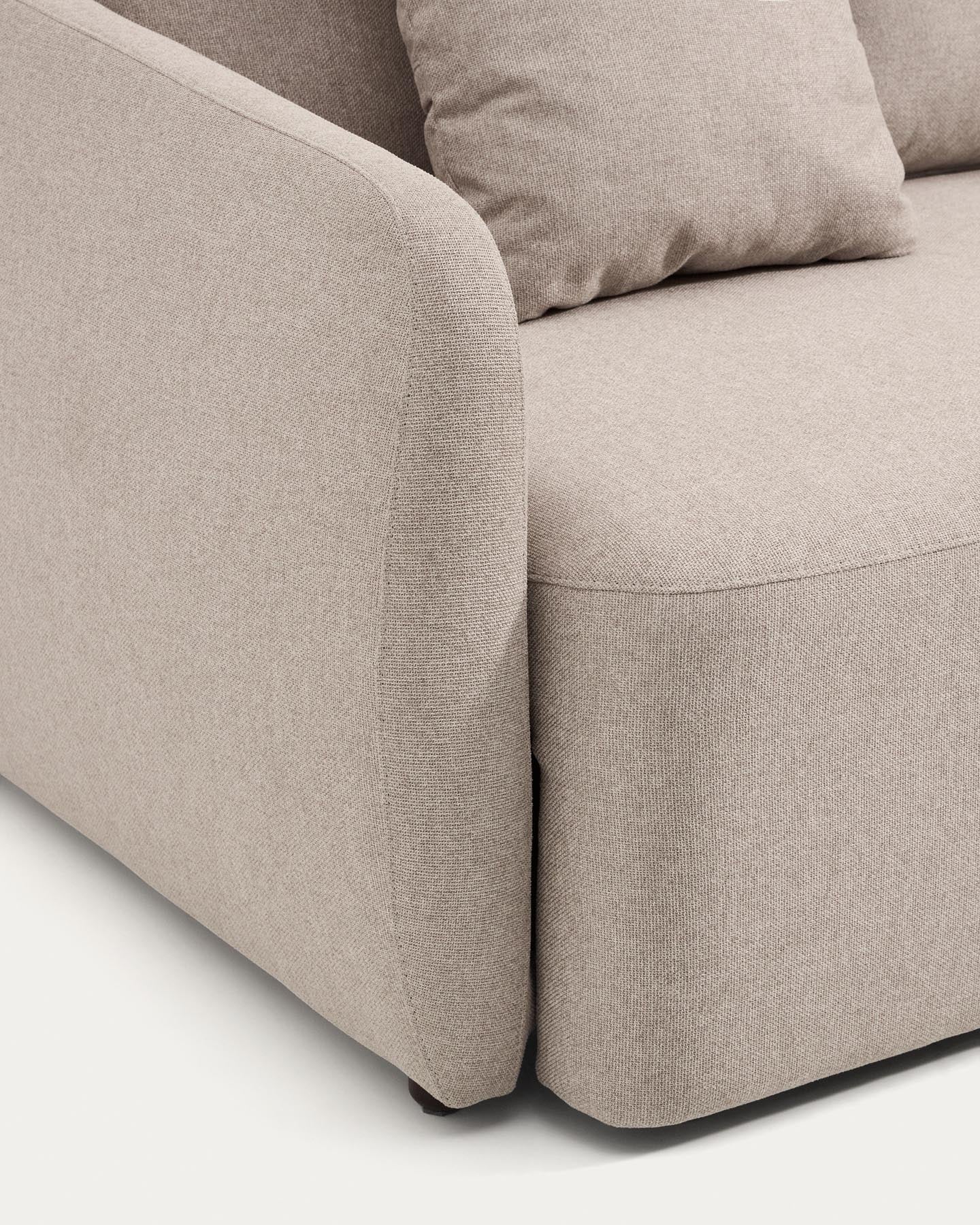 Elegantes 3-Sitzer-Bettsofa Laira in beigem Chenille, 218 cm, perfekt für stilvolle Wohnräume und vielseitige Nutzung.