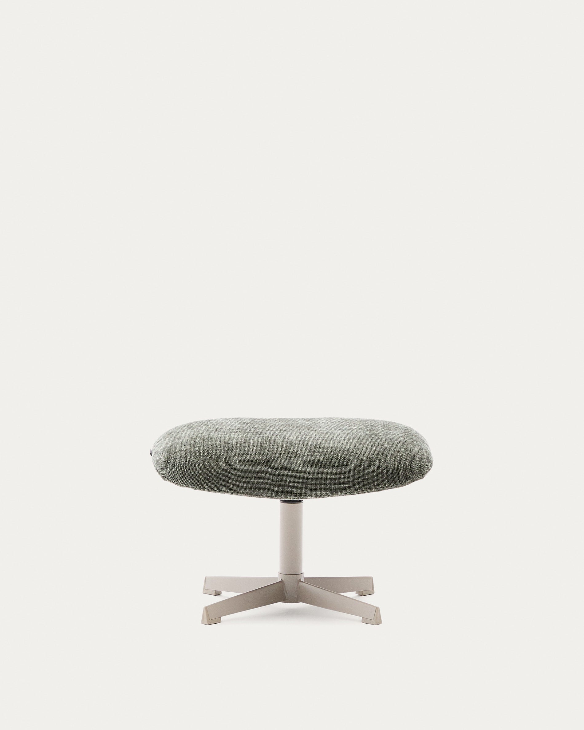 Elegante Fussstütze Teryl in grünem Chenille, graues Metall, FSC-zertifiziert, von Kave Home, perfekt für stilvolle Wohnräume.