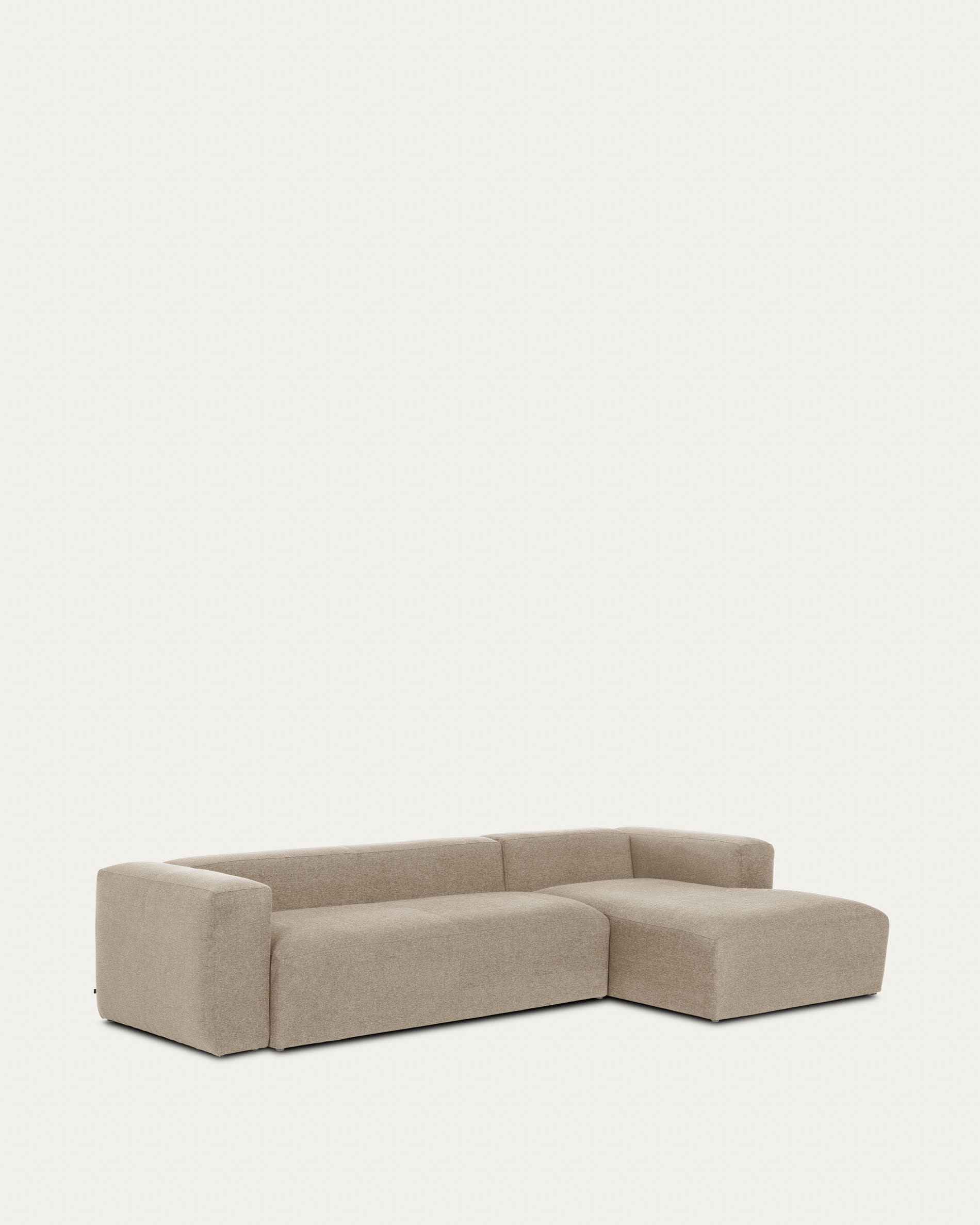 Beiges 4-Sitzer-Sofa Blok mit rechter Chaiselongue, 330 cm, aus hochwertigem Chenille, FSC Mix Credit, ideal für stilvolle Wohnräume.
