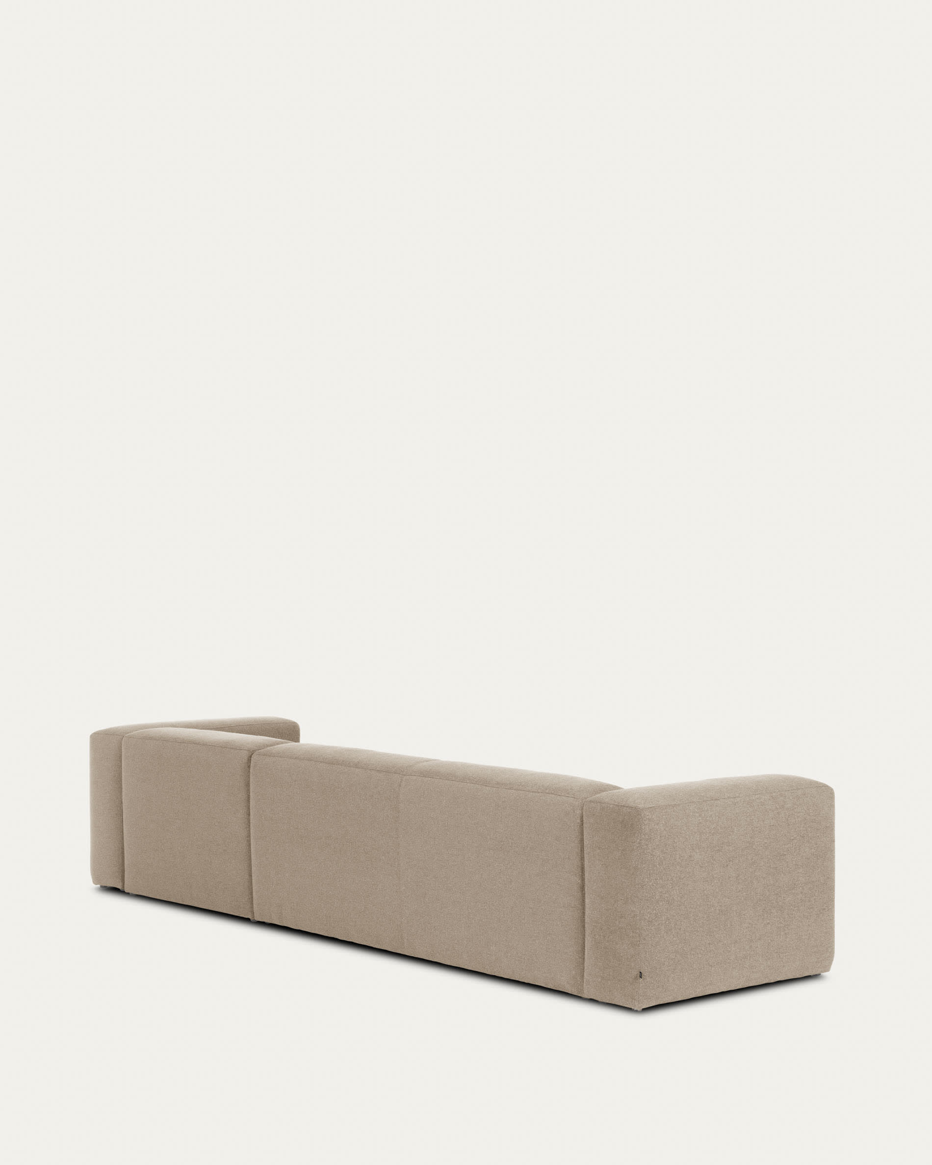 Elegantes 4-Sitzer-Sofa Blok in beigem Chenille mit rechter Chaiselongue, 330 cm, perfekt für moderne Wohnkonzepte.