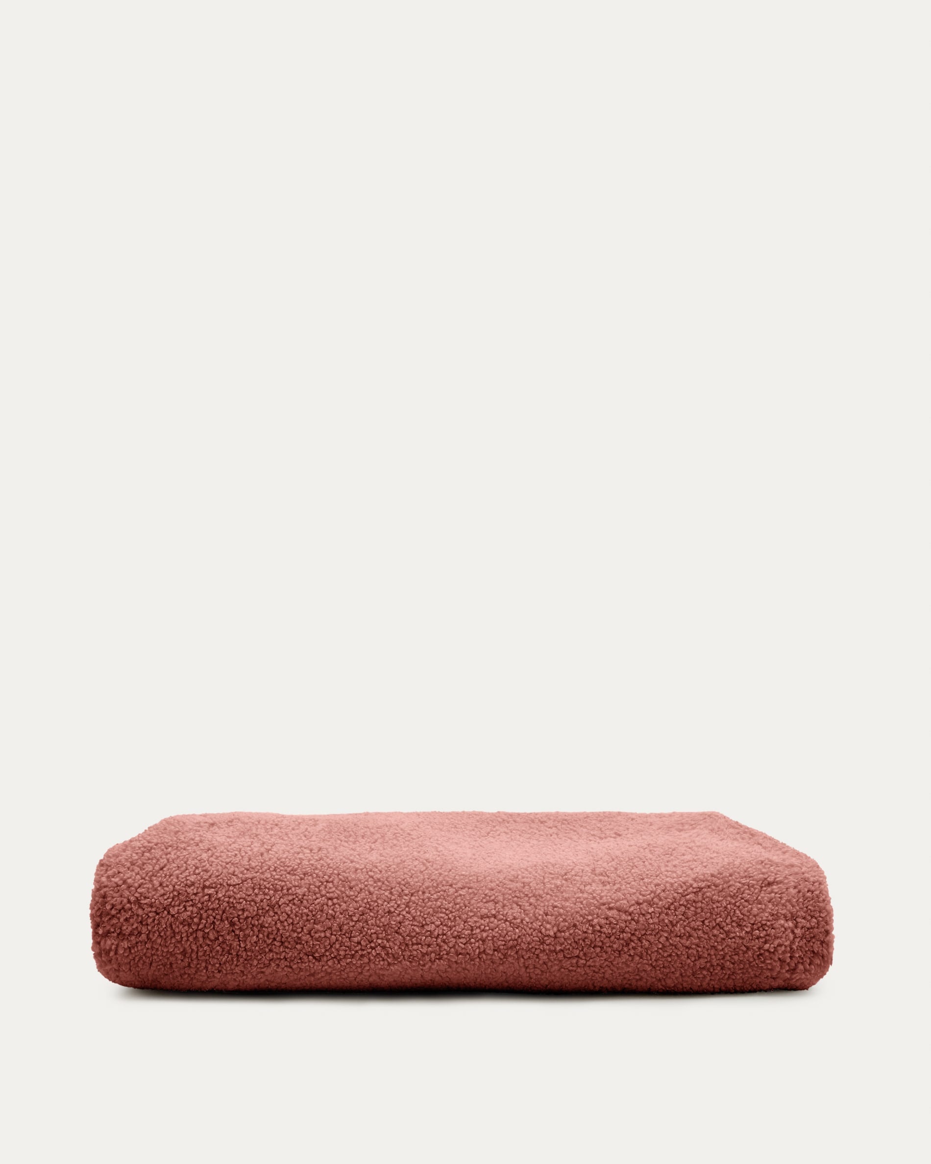 Stilvoller Bouclé-Bezug in Terrakotta für Kaeli-Fusshocker, Ø 43 cm. Umweltfreundlich, langlebig, perfekt für gemütliche Räume.