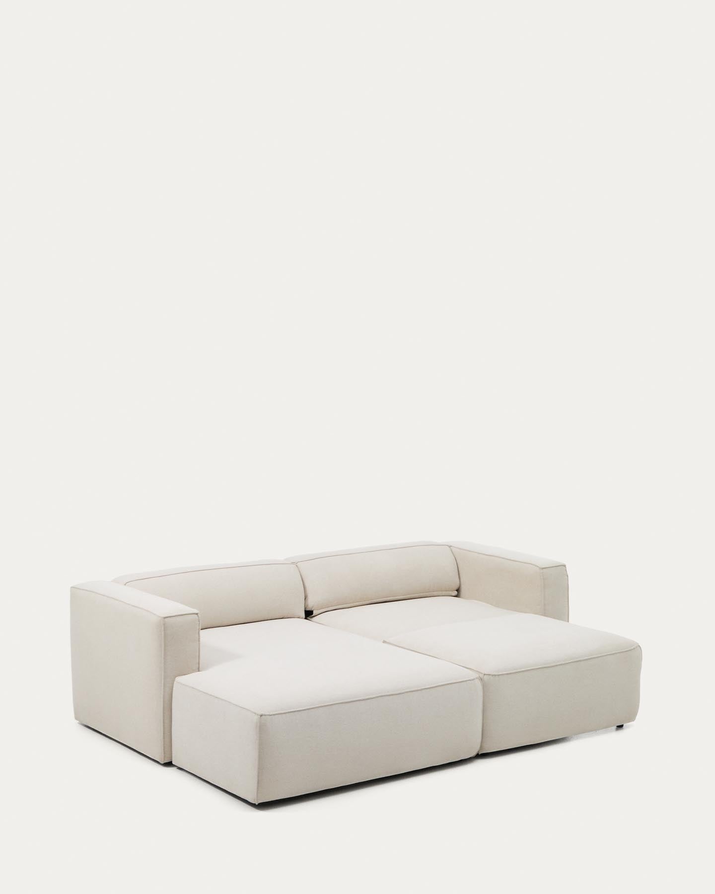 Elegantes 3-Sitzer Bettsofa Marela in beiger Chenille mit linksseitiger Chaiselongue, perfekt für entspannte Stunden und als Schlafgelegenheit.
