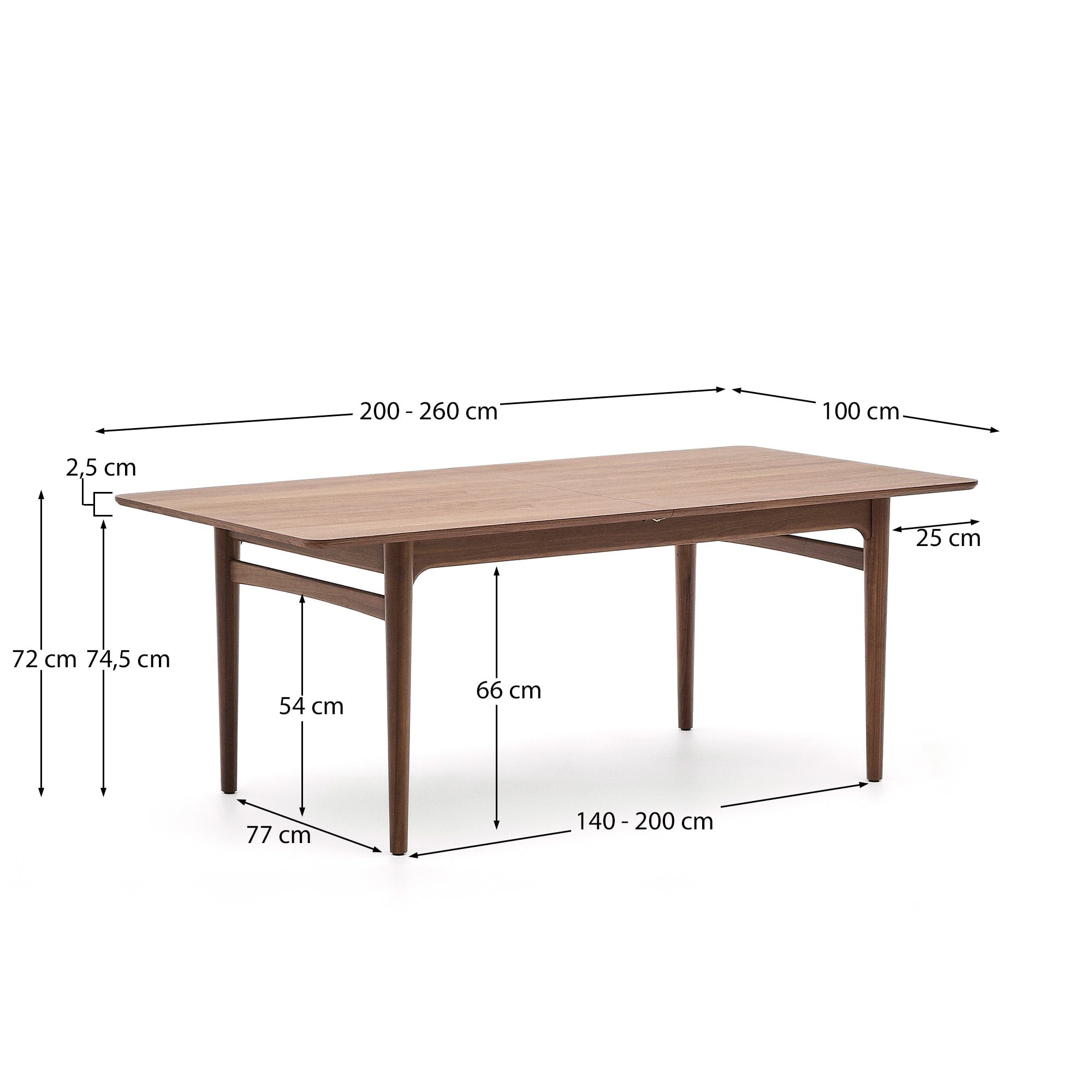Entdecken Sie den ausziehbaren Tisch Elan von Kave Home: Hochwertiges Nussbaumholz, stilvolles Design und nachhaltige Qualität für Ihr Zuhause.