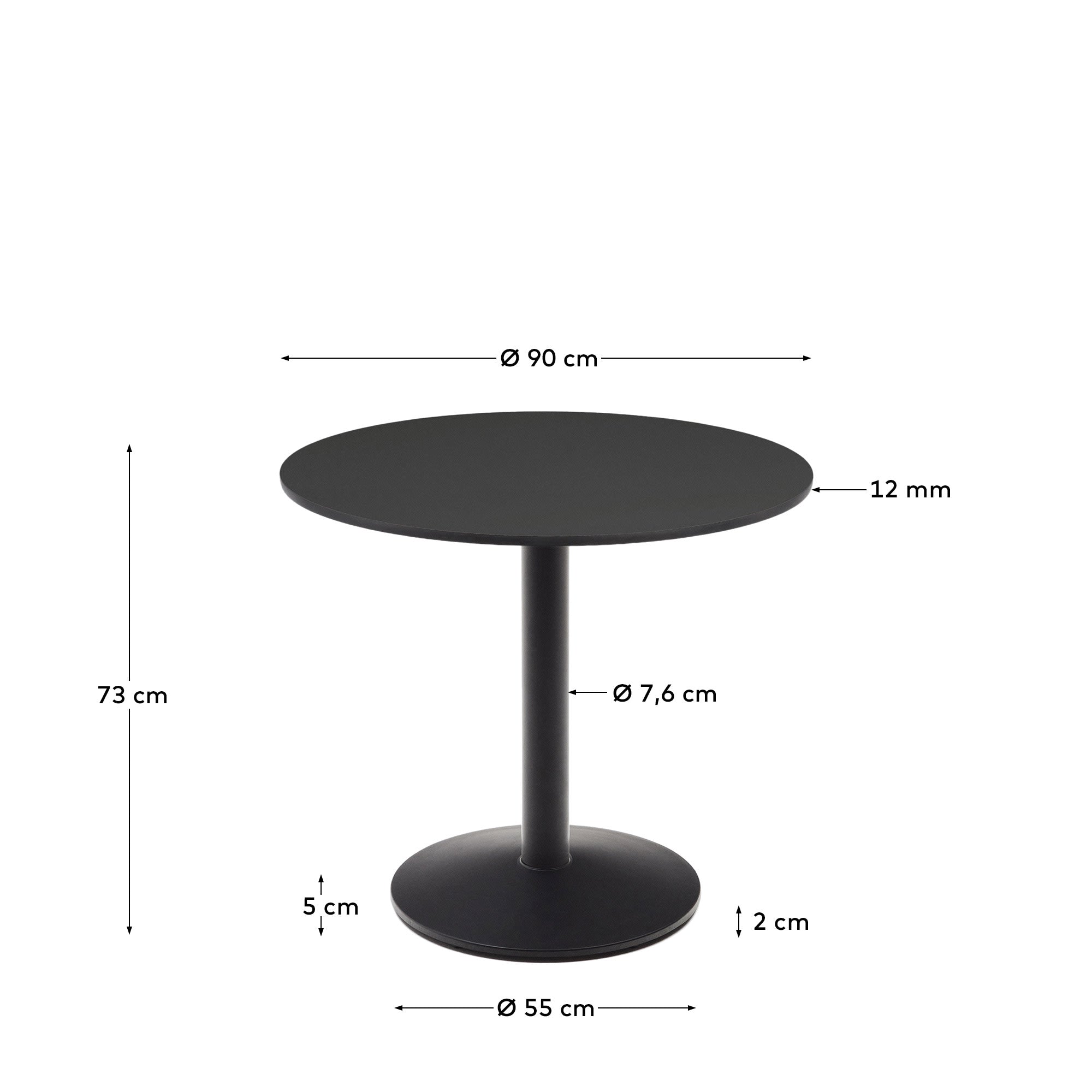 Eleganter Esilda Outdoor-Tisch Ø90cm, wetterfestes HPL, stabiles Metallbein, ideal für gesellige Momente im Freien.