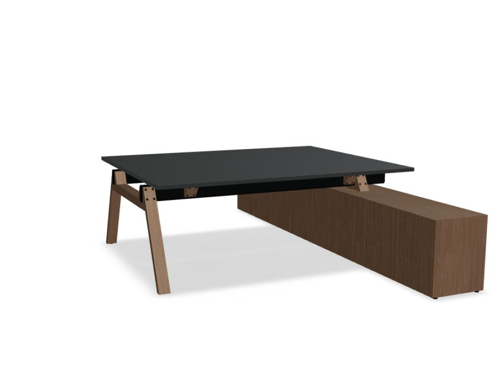 Viga V2024 - Doppelschreibtisch mit Managerschrank in FENIX Schwarz Matt präsentiert im Onlineshop von KAQTU Design AG. Schreibtisch ist von Mdd