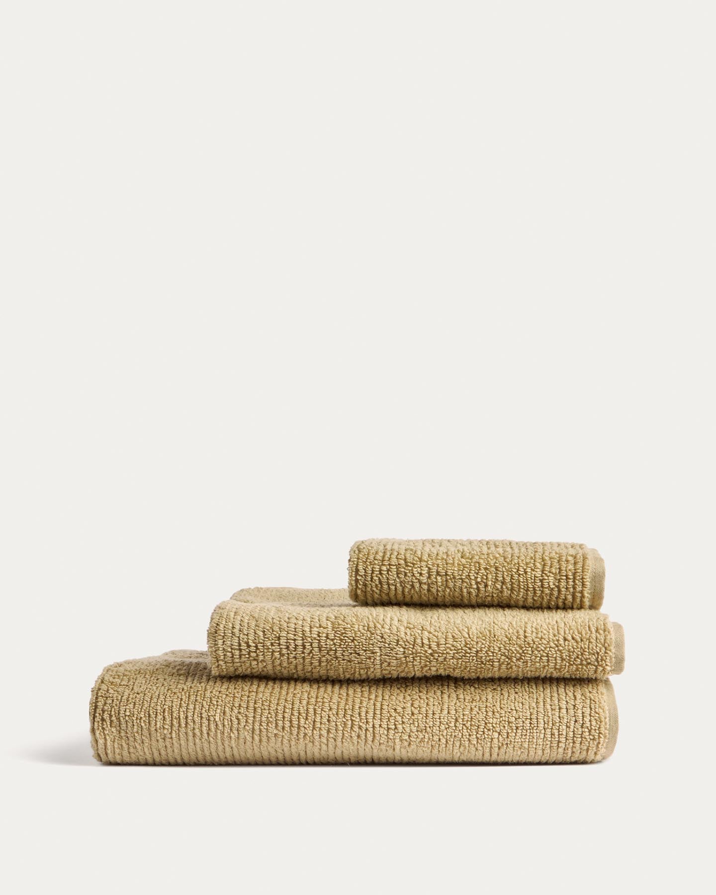 Elegantes, dunkelgrünes Handtuch Olvira aus 100 % Baumwolle, 30 x 50 cm, verziert mit einem stilvollen Jacquard-Muster für ein zeitgemäßes Badezimmer.