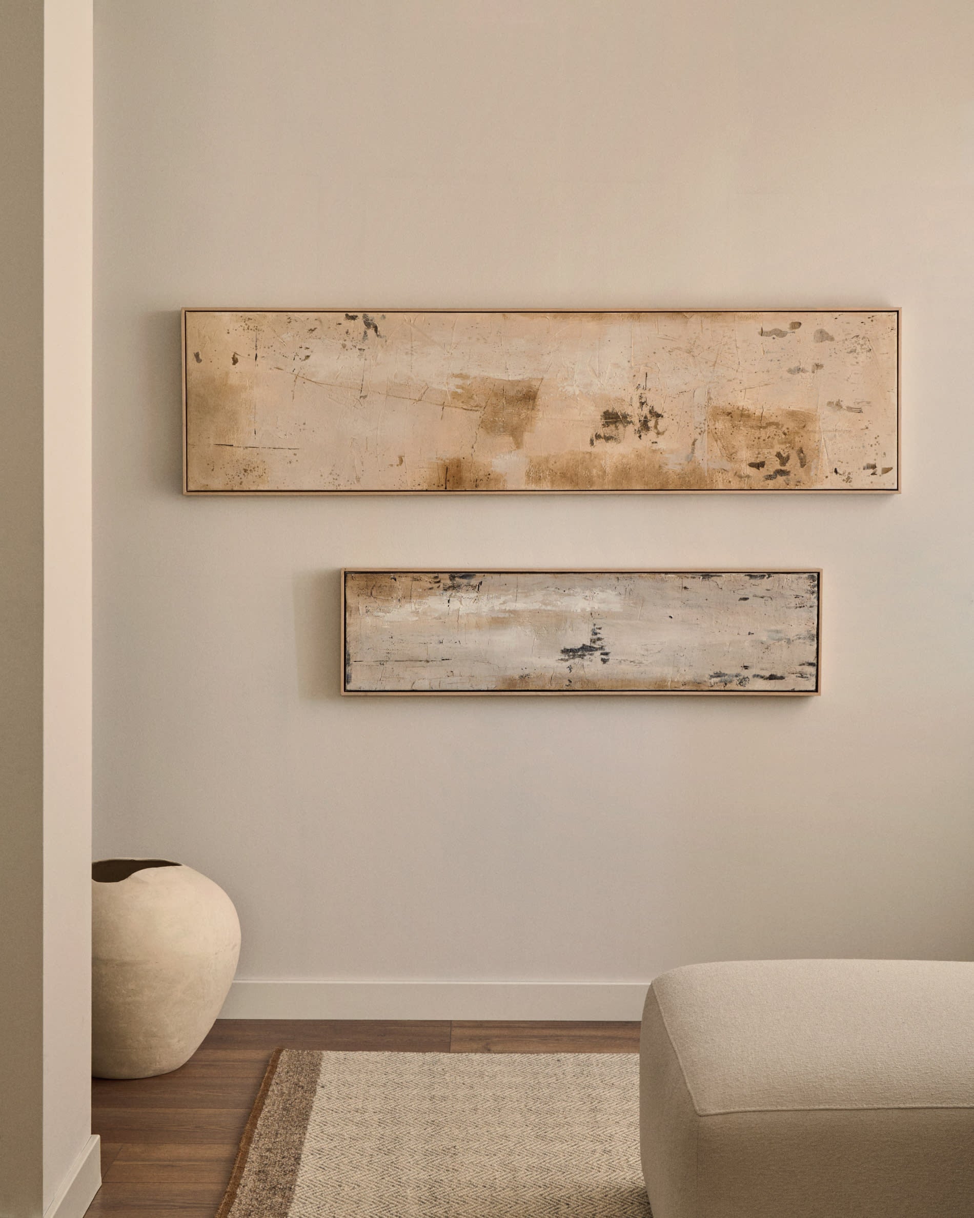 Eleganter Nifelia Jacquard-Teppich aus Wolle in sanftem Beige, 160 x 230 cm, ideal für ein gemütliches und modernes Wohnambiente.