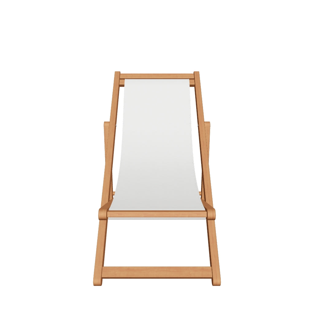 Eleganter, faltbarer Liegestuhl aus hochwertigem Akazienholz (FSC 100%) in sanftem Beige – perfekt für gemütliche Momente im Freien.