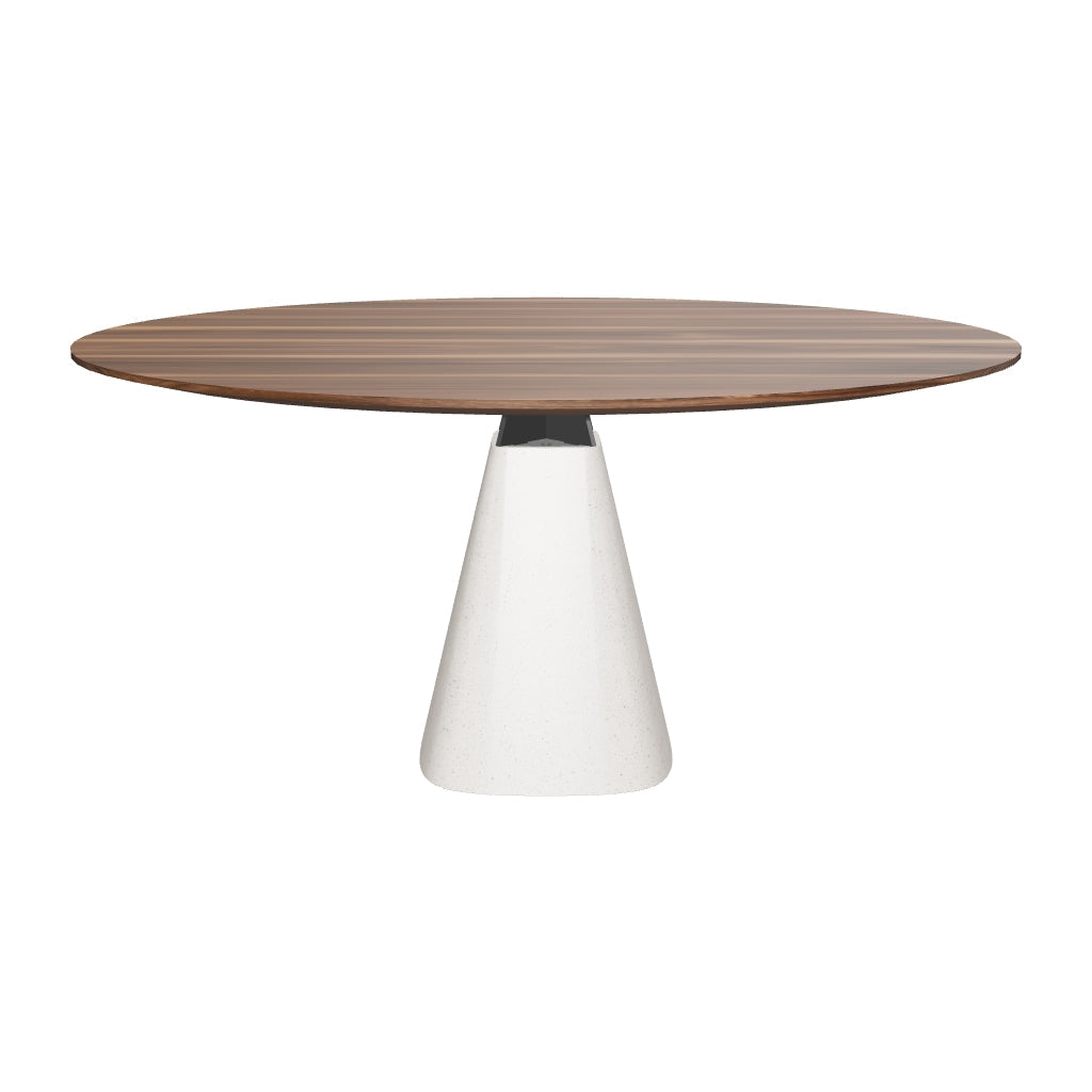 Eleganter runder Esstisch Bridge Round in sanftem Creme, ideal für stilvolle Essbereiche und gesellige Anlässe.