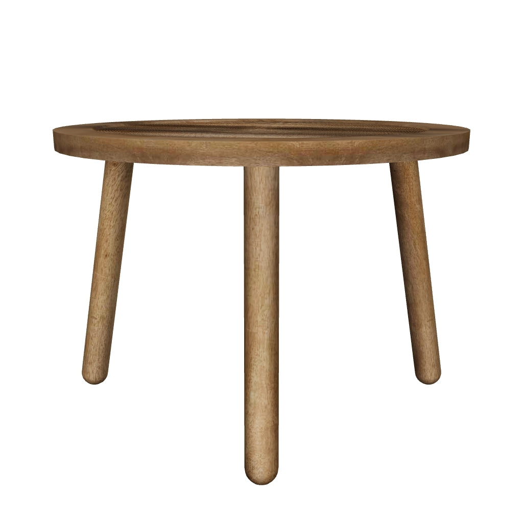 Eleganter Beistelltisch Dendron von Zuiver: Harmonische Verbindung von natürlichem Holz und robustem Metall, ideal für stilvolle Wohnräume.