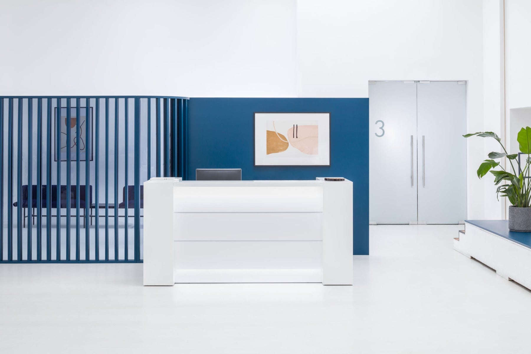 Valde LAV143L - modulare Empfangstheke in Weiss Pastell präsentiert im Onlineshop von KAQTU Design AG. Empfangsdesk ist von Mdd