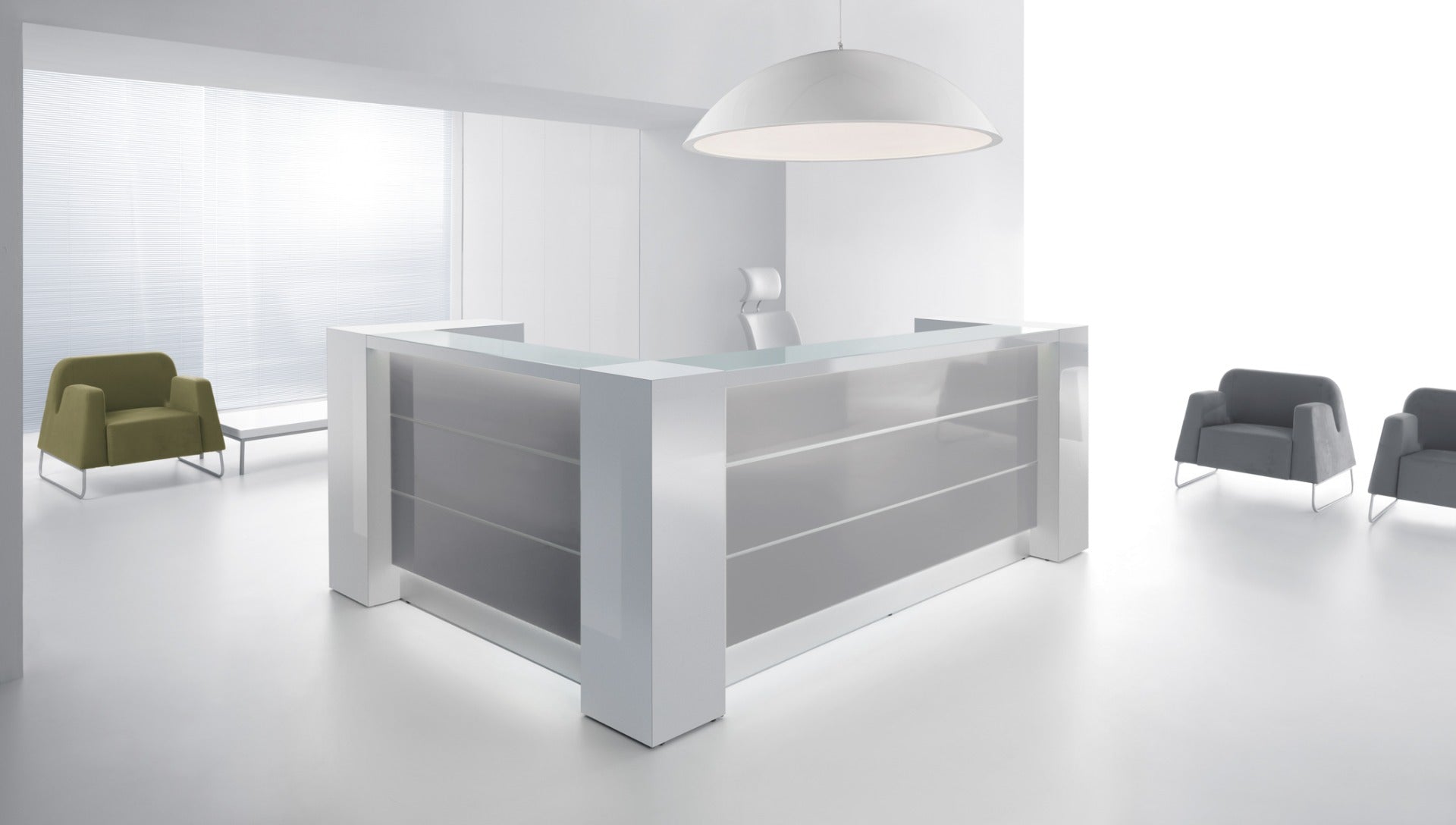 Valde LAV112L - modulare Empfangstheke in Weiss Pastell präsentiert im Onlineshop von KAQTU Design AG. Empfangsdesk ist von Mdd