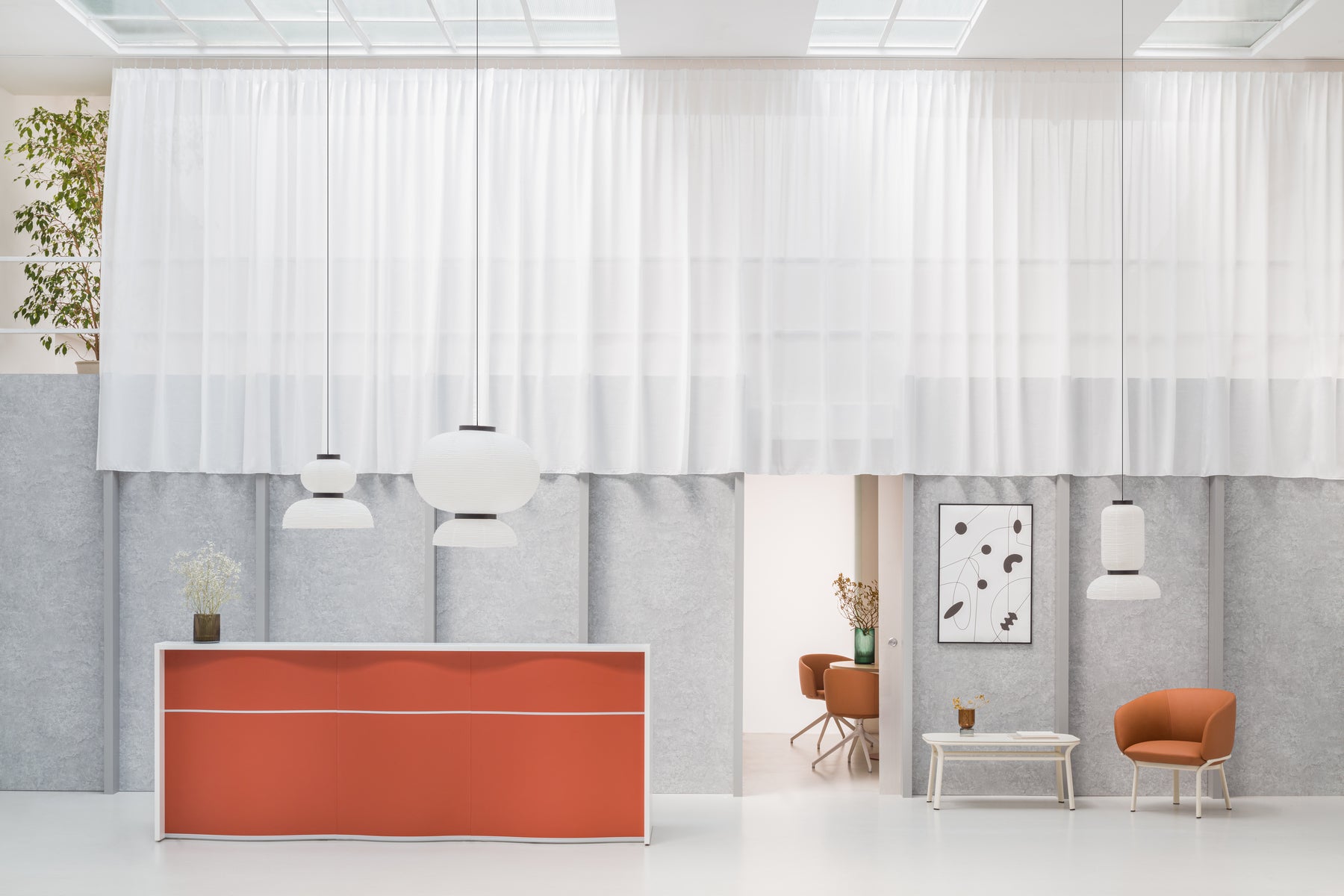 Wave LUV22 - Empfangstheke mit organischer Front in Weiss Pastell präsentiert im Onlineshop von KAQTU Design AG. Empfangsdesk ist von Mdd