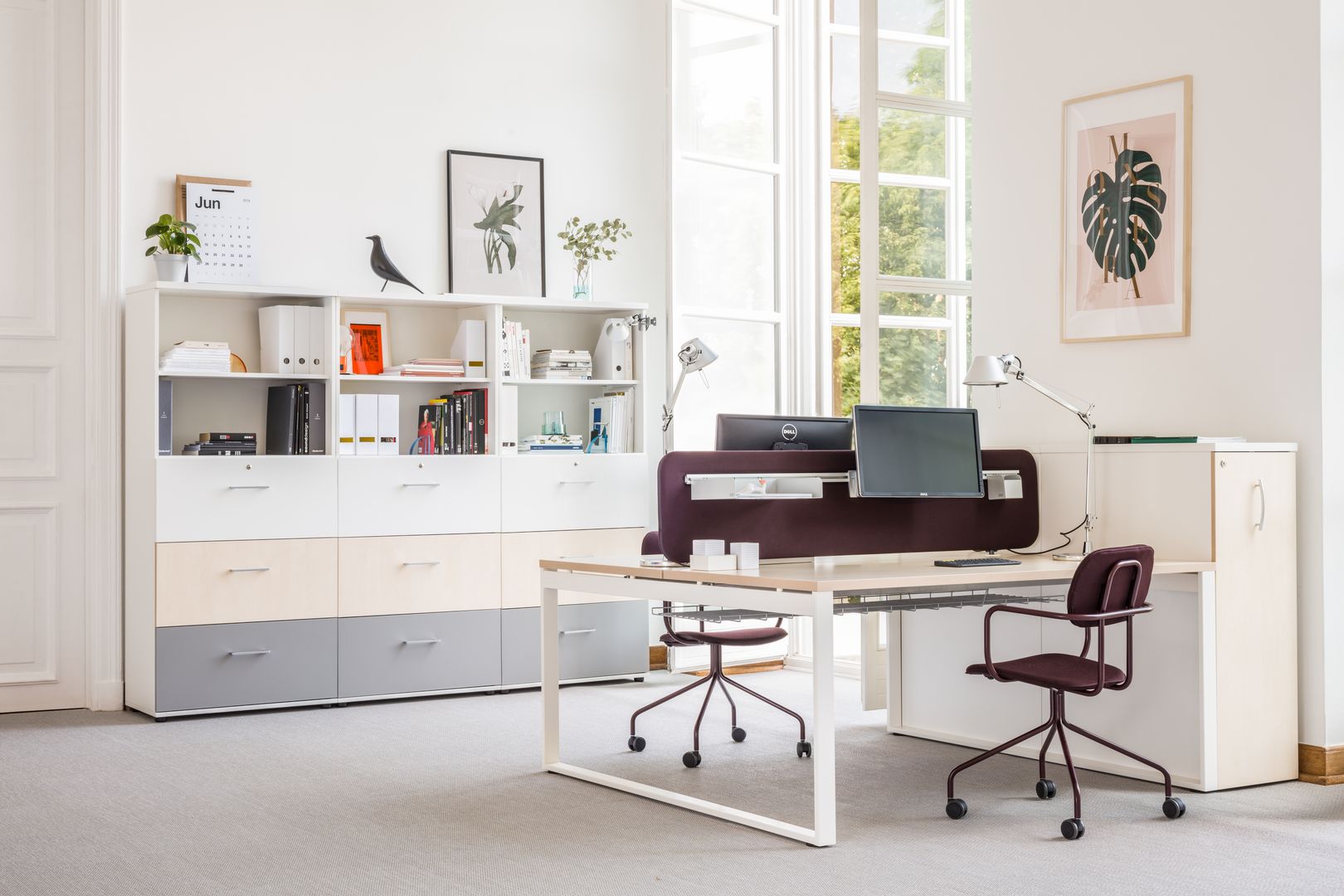 Ogi Q Bench BOQ54 - Doppelschreibtisch in Honigeiche präsentiert im Onlineshop von KAQTU Design AG. Schreibtisch ist von Mdd
